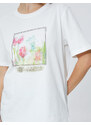 Koton Relax Fit T-Shirt with Floral Print Cotton