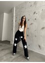 BİKELİFE Flocked Star Star Printed Wide Leg Straight fit Wide Leg Jean