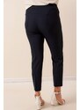 By Saygı Lycra Plus Size Trousers throughout the length with an elasticated waist.