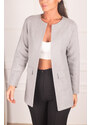 armonika Women's Gray Pocket Flap Stamp Jacket