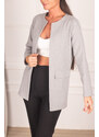 armonika Women's Gray Pocket Flap Stamp Jacket