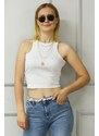 Madmext Mad Girls White Crop Top MG361