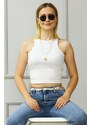 Madmext Mad Girls White Crop Top MG361