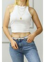 Madmext Mad Girls White Crop Top MG361