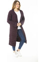 Şans Women's Plus Size Purple Long Sweater Long Cardigan with a Slit