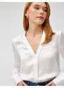 Koton V-Neck Blouse with Piping Detailed Long Sleeves
