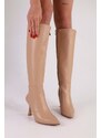 Shoeberry Women's Asez Nude Skin Heeled Boots Nude Skin