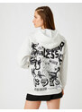 Koton Oversize Printed Hoodie and Sweatshirt with Fleece Inside.