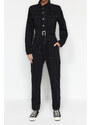 Trendyol Black Belt Denim Jumpsuit