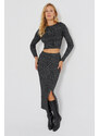 Cool & Sexy Women's Black Silvery Knitwear Skirt Suit