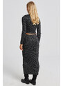 Cool & Sexy Women's Black Silvery Knitwear Skirt Suit