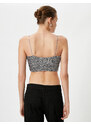 Koton Sequined Crop Top Thin Straps Square Collar