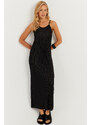 Cool & Sexy Women's Black Pleated Strappy Midi Dress