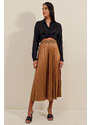 Bigdart 1894 Leather Look Pleated Skirt - Tan