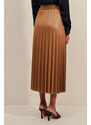 Bigdart 1894 Leather Look Pleated Skirt - Tan