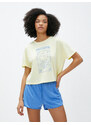 Koton Crop Yoga T-Shirt Printed Modal Blend