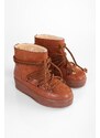 Shoeberry Women's Snowy Tan Hairy Inner Thick Sole Snow Boots
