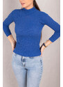 armonika Women's Sax Neck Ribbed Knitwear Sweater