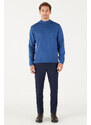 AC&Co / Altınyıldız Classics Men's Indigo Anti-Pilling Standard Fit Normal Cut Half Turtleneck Knitwear Sweater.