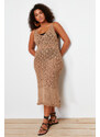 Trendyol Curve Mink V Neck Beach Dress