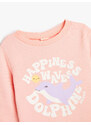 Koton Sweatshirt Dolphin Printed Long Sleeve Crew Neck Cotton