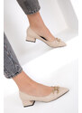 Soho Women's Beige Classic Heeled Shoes 18863