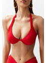 Trendyol Red Balconette Inverted V Underwire Bikini Top