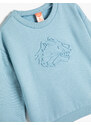 Koton Sweatshirt Crew Neck Long Sleeve Tiger Embossed Printed