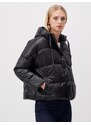 Jimmy Key Black Hooded Stylish Woven Puff Coat