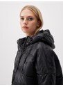 Jimmy Key Black Hooded Stylish Woven Puff Coat