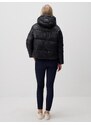 Jimmy Key Black Hooded Stylish Woven Puff Coat