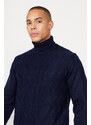 ALTINYILDIZ CLASSICS Men's Navy Blue Standard Fit Regular Fit Full Turtleneck Jacquard Knitwear Sweater