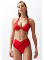 Trendyol Red V-Cut High Waist Regular Bikini Bottom