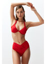 Trendyol Red V-Cut High Waist Regular Bikini Bottom