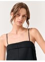 Jimmy Key Black Straps Straight Collar Short Jumpsuit