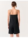 Jimmy Key Black Straps Straight Collar Short Jumpsuit