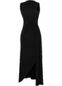 Trendyol Black Limited Edition High Neck Belt Detail Body-fitted Flexible Knitted Maxi Dress