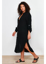 Trendyol Curve Black Woven Beach Dress