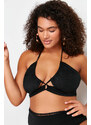 Trendyol Curve Black Tie Detailed Slimming Effect Bikini Top