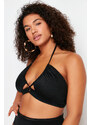 Trendyol Curve Black Tie Detailed Slimming Effect Bikini Top