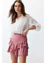 Trendyol Dried Rose Skirt Frilly Mini Length Woven Skirt