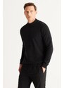 AC&Co / Altınyıldız Classics Men's Black Standard Fit Half Turtleneck Cotton Patterned Knitwear Sweater