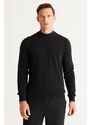 AC&Co / Altınyıldız Classics Men's Black Standard Fit Half Turtleneck Cotton Patterned Knitwear Sweater