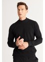 AC&Co / Altınyıldız Classics Men's Black Standard Fit Half Turtleneck Cotton Patterned Knitwear Sweater