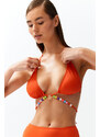 Trendyol Red Triangle Bead Accessory Bikini Top