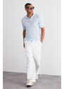 Trendyol Light Blue Regular Fit Openwork Knitwear Polo Neck T-Shirt