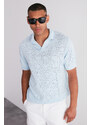 Trendyol Light Blue Regular Fit Openwork Knitwear Polo Neck T-Shirt