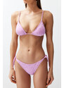 Trendyol Pink Triangle Tied Textured Regular Bikini Set