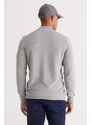 AC&Co / Altınyıldız Classics Men's Gray Melange Standard Fit Half Turtleneck Cotton Patterned Knitwear Sweater