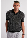 Trendyol Black Limited Edition Relaxed Short Sleeve Polo Neck Knitwear T-shirt